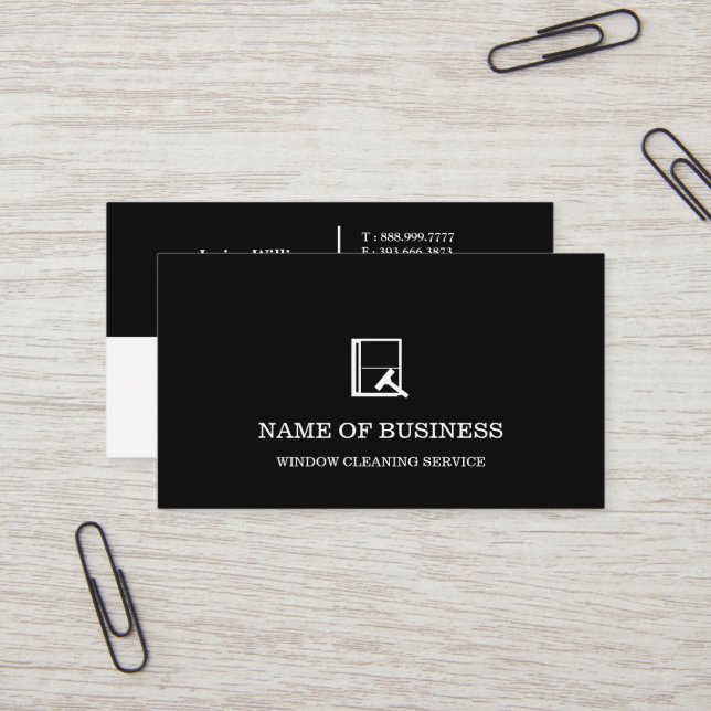 Professional Logo Window Cleaning Service  Business Card (Front/Back In Situ)