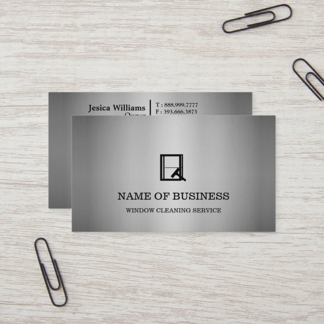 Professional Logo Window Cleaning Service  Business Card (Front/Back In Situ)