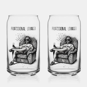 Professional Lounger Black White Ink Personalized Can Glass