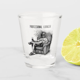 Professional Lounger Black White Ink Personalized Shot Glass