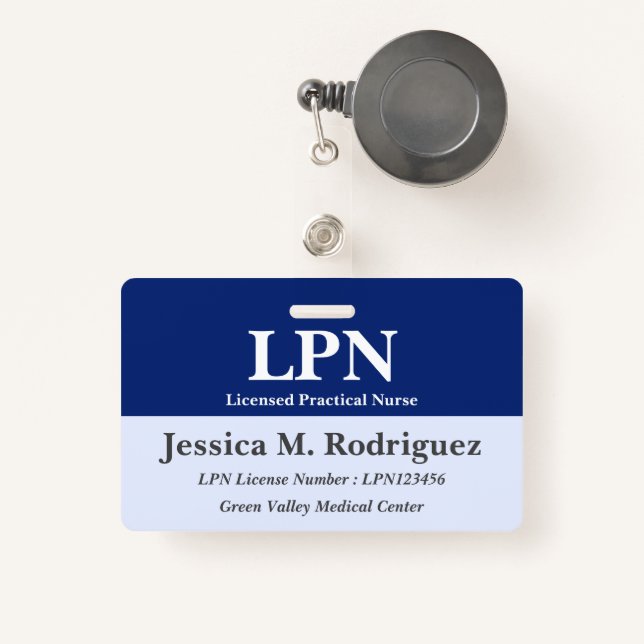 Professional LPN ID Badge (Front with Retractable)