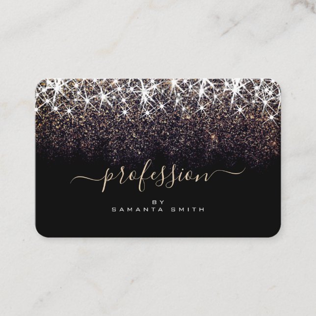 Professional Luminous Dark Gold Glitter Elegant Business Card (Front)