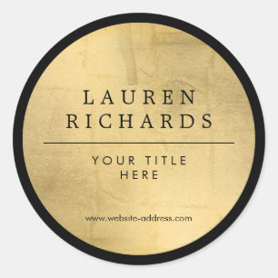 Professional Luxe Black and Faux Gold Classic Round Sticker
