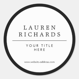 Professional Luxe Black and White Classic Round Sticker