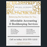 Professional Luxe Faux Gold Numbers Accountant Flyer<br><div class="desc">This professionally designed flyer template perfectly coordinates with the matching business cards and stationery for an elevated aesthetic for your accounting or financial services business. An abstract pattern of overlapping faux gold numbers creates an intriguing design motif in the background. Customize the fields with your own promotion or offering. Original...</div>