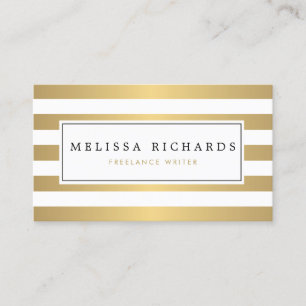 Professional Luxe Faux Gold Striped Business Card