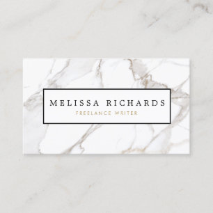 Professional Luxe Minimalist White Marble Business Card