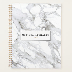 Professional Luxe Minimalist White Marble Planner