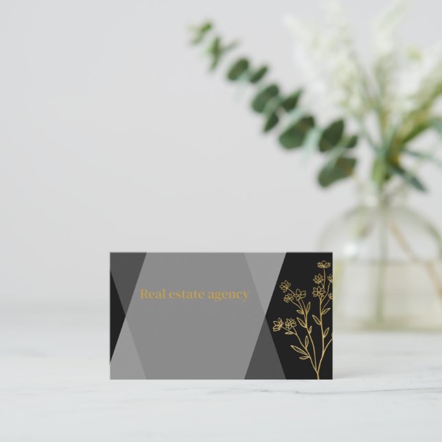 Professional luxury design black and gold  business card (Standing Front)
