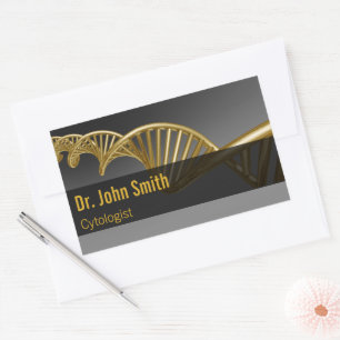 Professional Luxury Gold DNA Strand Medical Rectangular Sticker