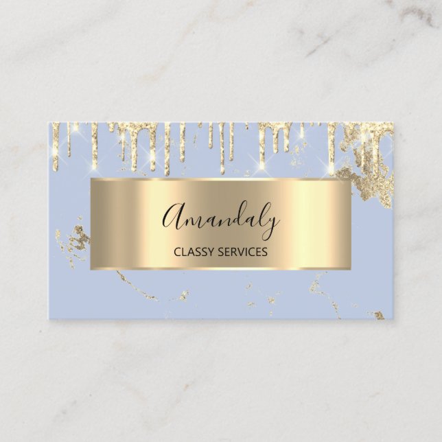 Professional Luxury Gold Royal Marble Blue Business Card (Front)