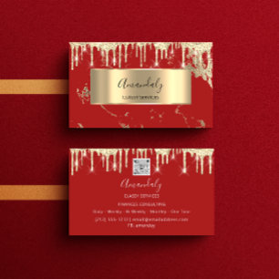 Professional Luxury Gold Royal Marble Red Drip  Business Card
