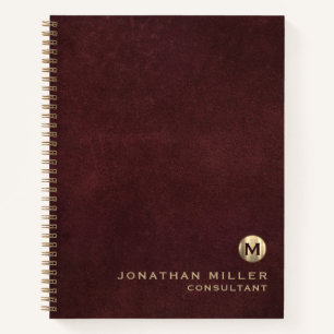 Professional Luxury Leather Gold Monogram Notebook