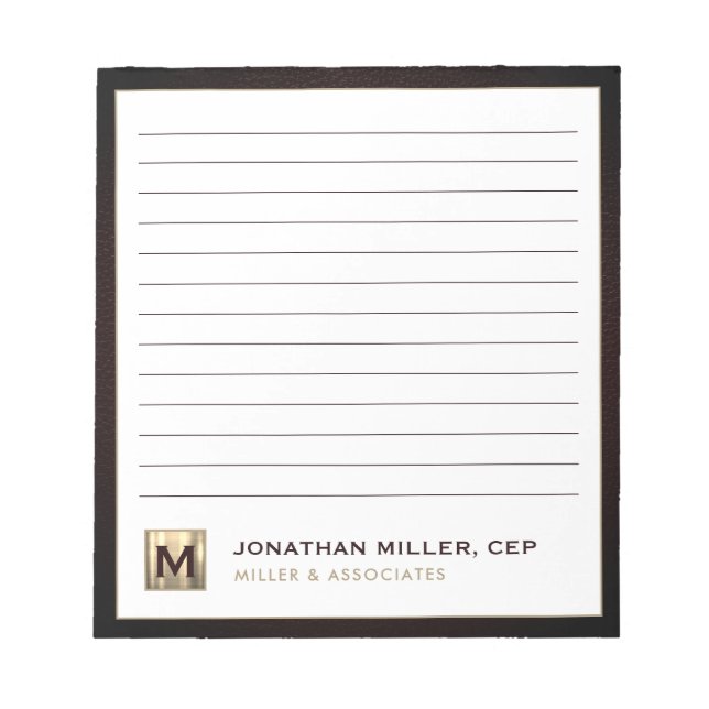 Professional Luxury Lined Notepad (Front)
