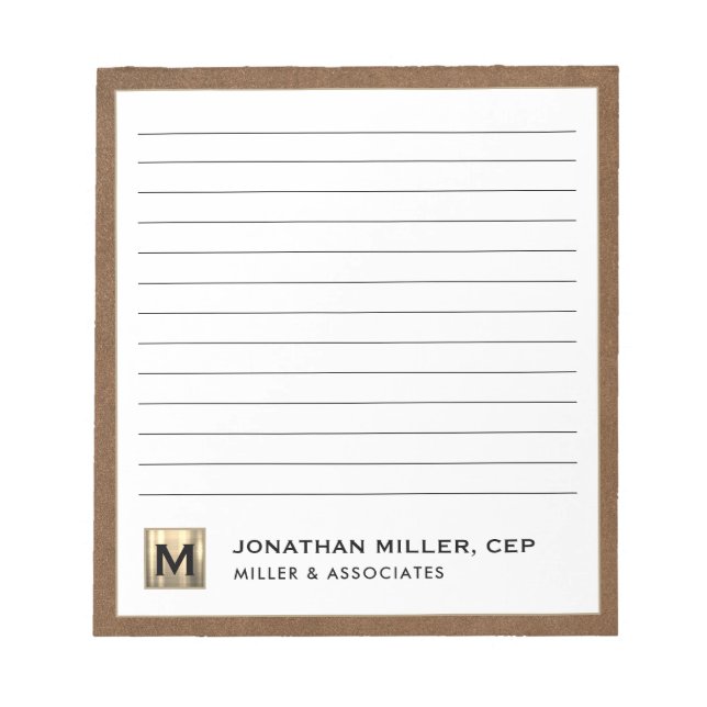 Professional Luxury Lined Notepad (Front)