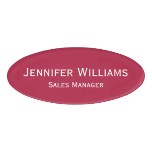 Professional Magenta Red Office Executive Magnetic Name Tag