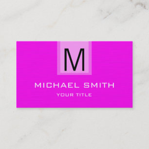 Professional Magenta Solid Colour Monogram Business Card