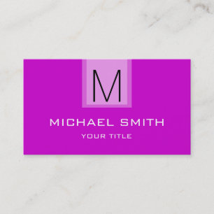 Professional Magenta Solid Colour Monogram Business Card