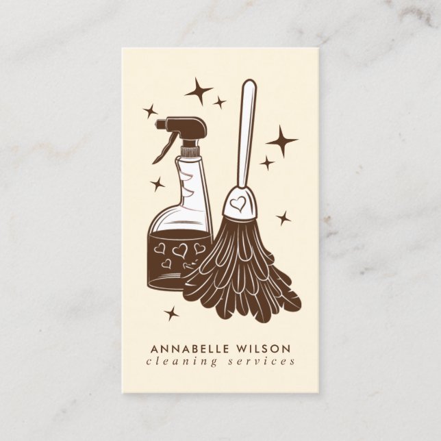 Professional Maid & House Cleaning Business Card (Front)