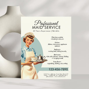 Professional Maid Housekeeping Service Retro Flyer