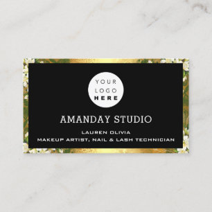 Professional Makeup Appointment Custom Gold Logo Business Card