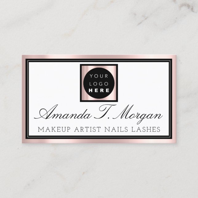 Professional Makeup Artist Blog Eyelash Rose Logo Business Card (Front)