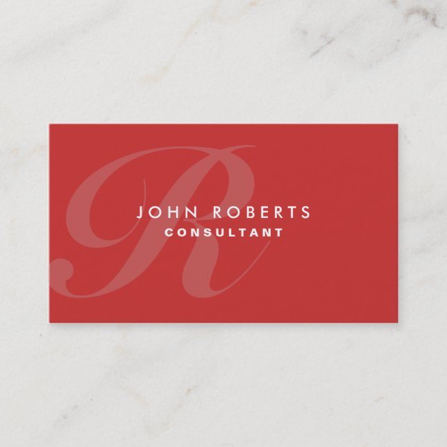 Professional Makeup Artist Elegant Monogram Red Business Card (Front)