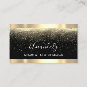 Professional Makeup Artist Event Planner Gold Blac Business Card