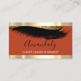 Professional Makeup Artist Eyelash Gold Coral Grey Business Card
