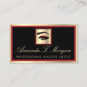 Professional Makeup Artist Eyelash Gold Red Black Business Card