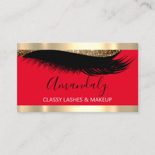 Professional Makeup Artist Eyelash Gold White Red Business Card
