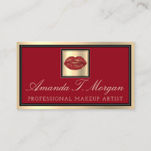 Professional Makeup Artist Eyelash Hair Red Lips Business Card