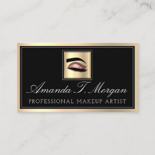 Professional Makeup Artist Eyelash Hair Rose Gold Business Card