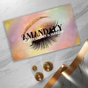 Professional Makeup Artist Eyelash QR LOGO Gold  Business Card