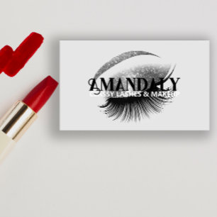 Professional Makeup Artist Eyelash QR LOGO Grey Business Card