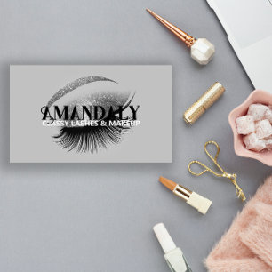Professional Makeup Artist Eyelash QR LOGO Silver Business Card
