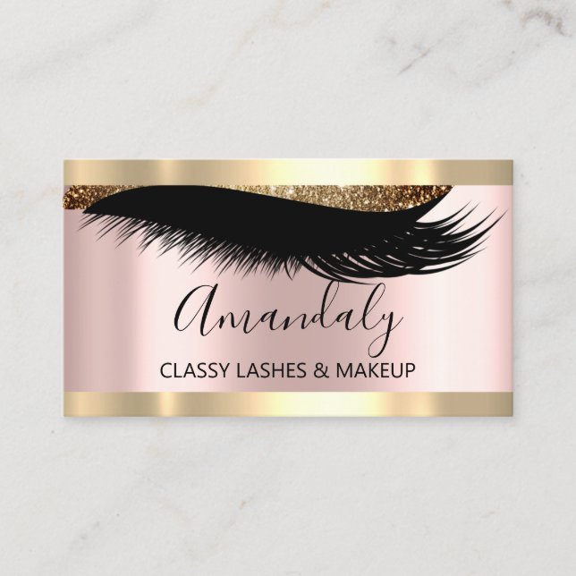 Professional Makeup Artist Eyelash Rose Modern Business Card (Front)