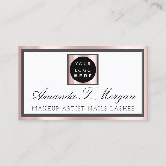 Professional Makeup Artist Eyelash Rose Pink Logo Business Card (Front)