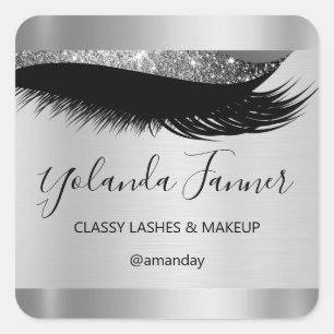 Professional Makeup Artist Eyelash Unique Silver Square Sticker