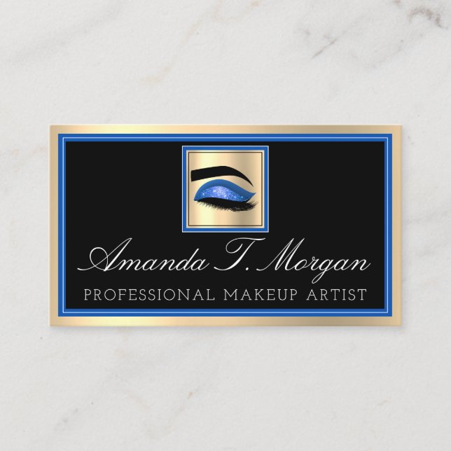 Professional Makeup Artist Gold Eyelash Extension Business Card (Front)