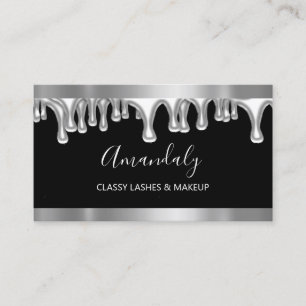 Professional Makeup Artist Grey Silver Eyelash Business Card