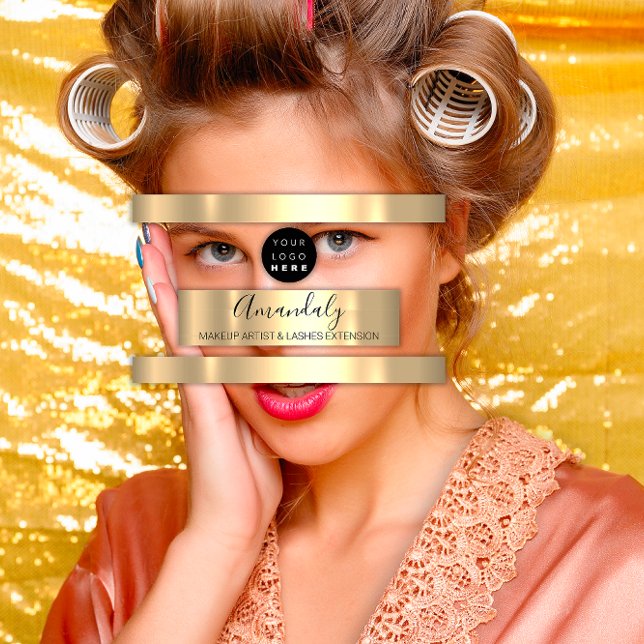 Professional Makeup Artist Lash Custom Logo Gold Business Card (Professional Makeup Artist Lash Custom Logo Gold Business Card)