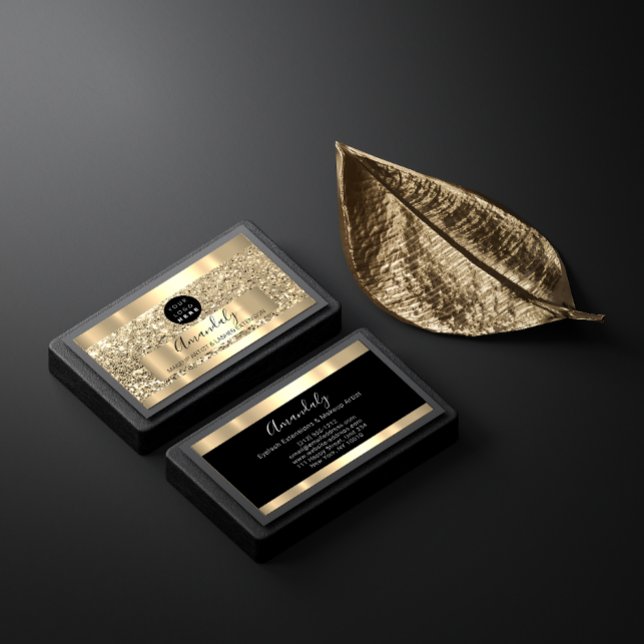 Professional Makeup Artist Lash Custom Logo Gold Business Card (Professional Makeup Artist Lash Custom Logo Gold Business Card)
