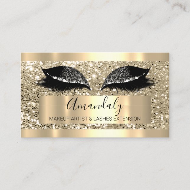 Professional Makeup Artist Lash Eyes Glitter Gold Business Card (Front)