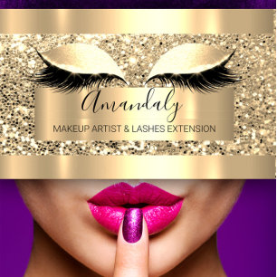 Professional Makeup Artist Lash Microblade Gold Business Card