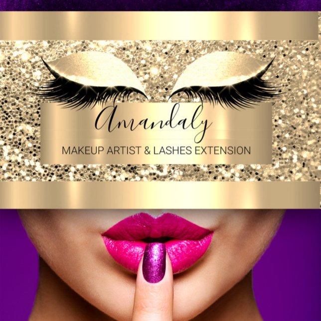 Professional Makeup Artist Lash Microblade Gold Business Card (Professional Makeup Artist Lash Microblade Gold Business Card)