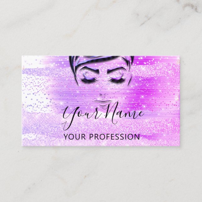 Professional Makeup Artist Lashes Extension Pink Business Card (Front)