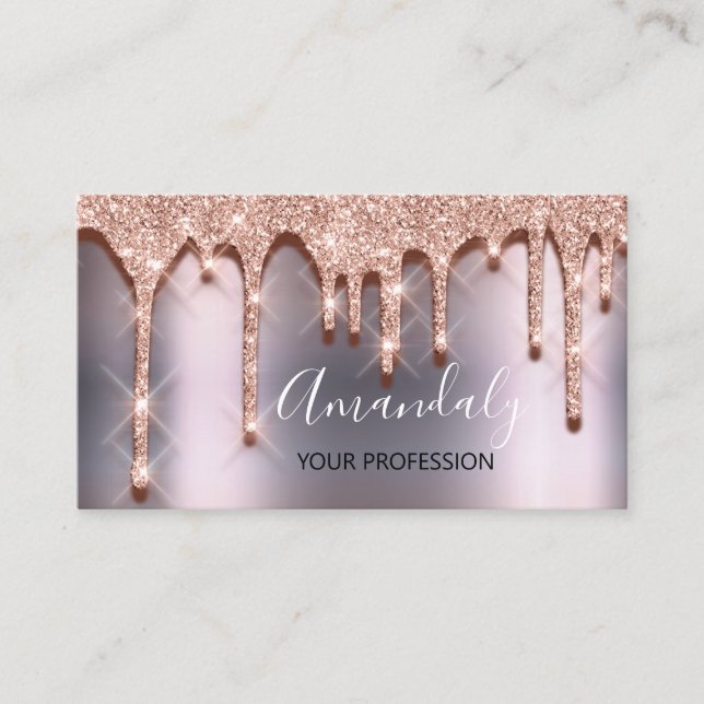Professional Makeup Artist Lashes Rose Blush Grey Business Card (Front)