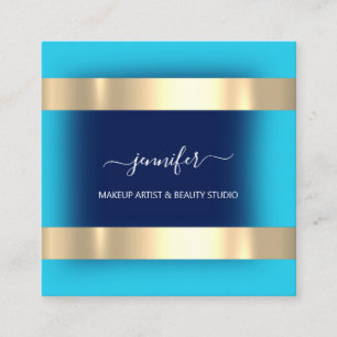 Professional Makeup Artist Modern Pink  Blue Teal Square Business Card