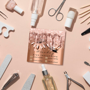Professional Makeup Artist Nail Manicure Rose Square Business Card